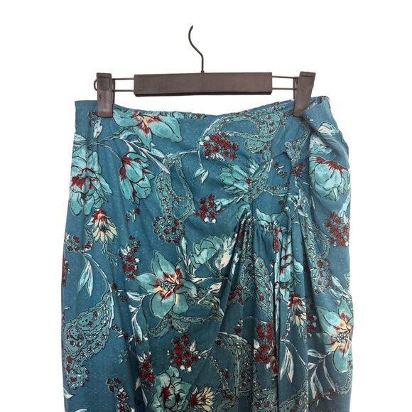 NWT Band Of The Free Large In Floral Print Boho Teal Red Aqua Maxi Skirt - Picture 11 of 16